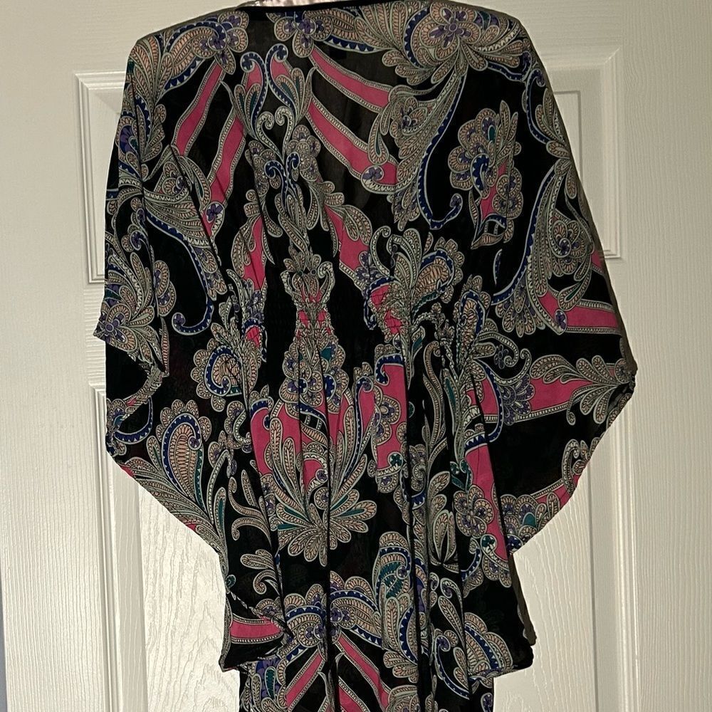 Nicole by Nicole Miller Paisley Kimono Top Blouse Coverup Size XS Multicolor - Picture 5 of 6